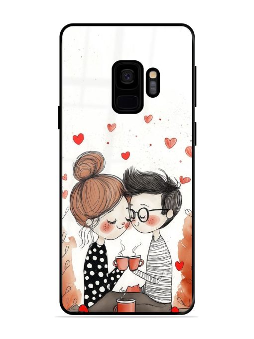 Couple Seating With Coffee Glossy Soft Edge Case for Samsung Galaxy S9 Chachhi