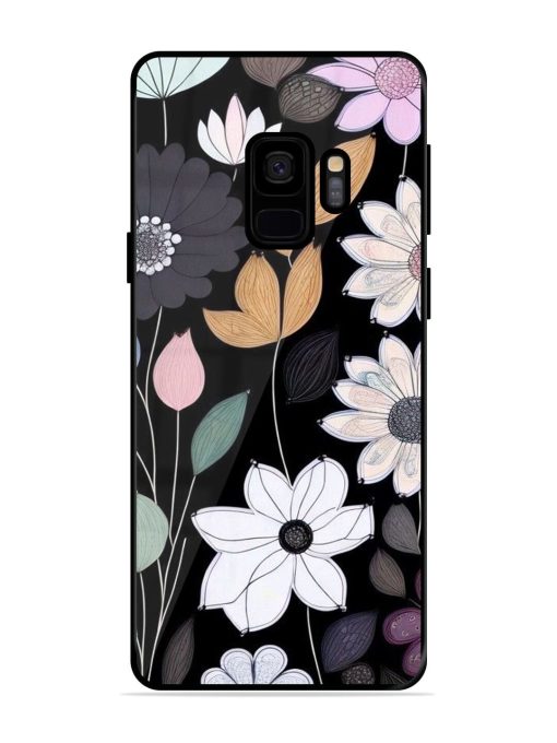 Whimsical Blooms On Black Glossy Soft Edge Case for Samsung Galaxy S9 Chachhi