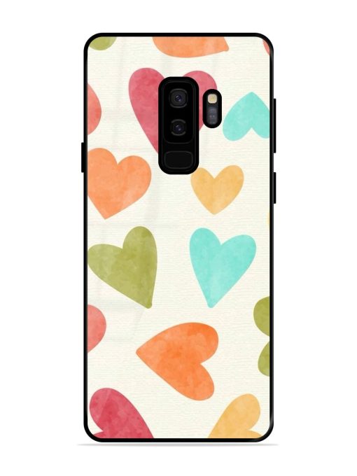 Watercolor Hearts Glossy Soft Edge Case for Samsung Galaxy S9 Plus Chachhi