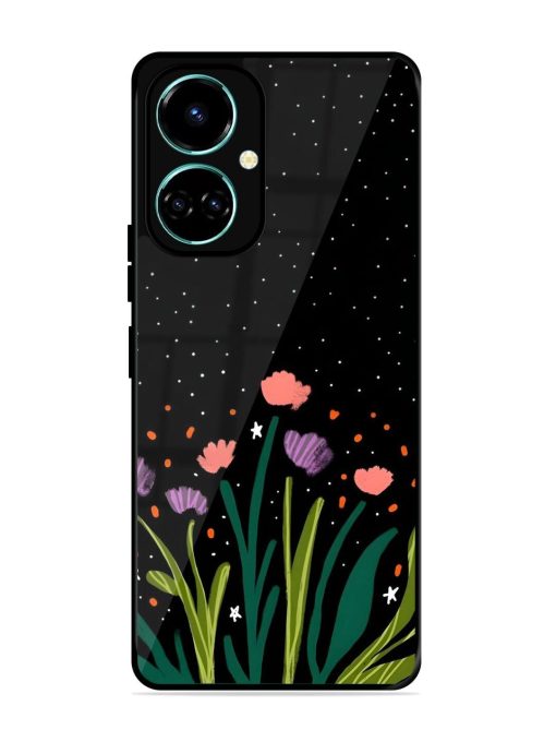 Midnight Bloom Glossy Soft Edge Case for Tecno Camon 19 Chachhi