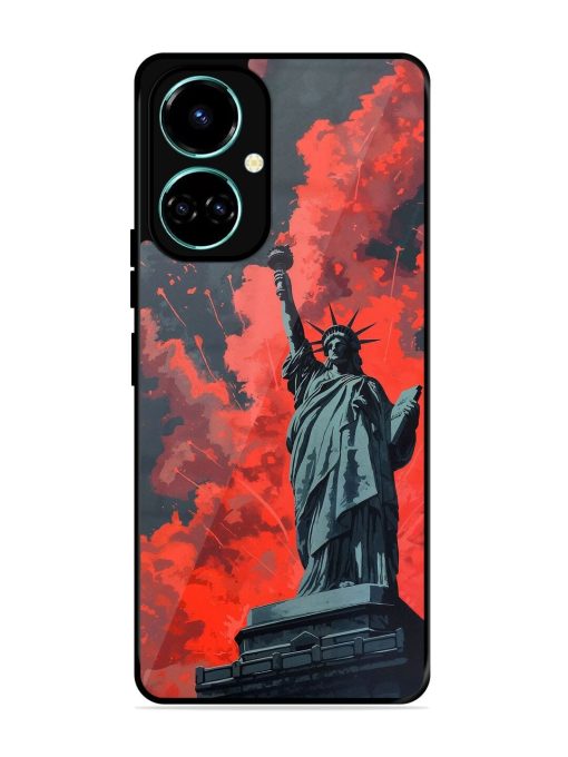 Lady Liberty'S Firework Finale Glossy Soft Edge Case for Tecno Camon 19 Chachhi