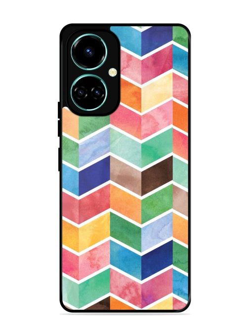 Watercolor Chevron Whimsy Glossy Soft Edge Case for Tecno Camon 19 Chachhi