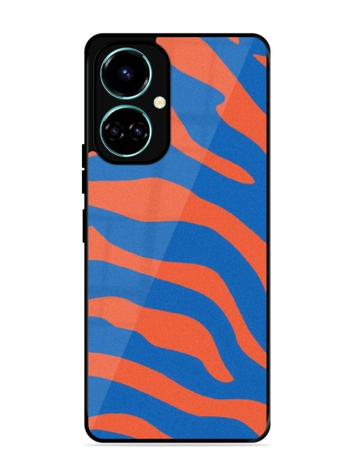 Zebra Stripes In Blue And Orange Glossy Soft Edge Case for Tecno Camon 19 Chachhi