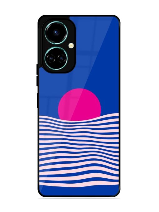 Pink Sunset Over Blue Waves Glossy Soft Edge Case for Tecno Camon 19 Chachhi