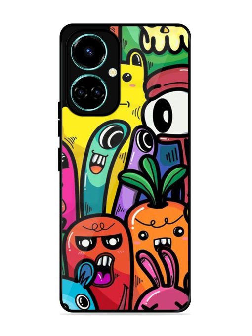 Whimsical Doodle Chaos Glossy Soft Edge Case for Tecno Camon 19 Chachhi