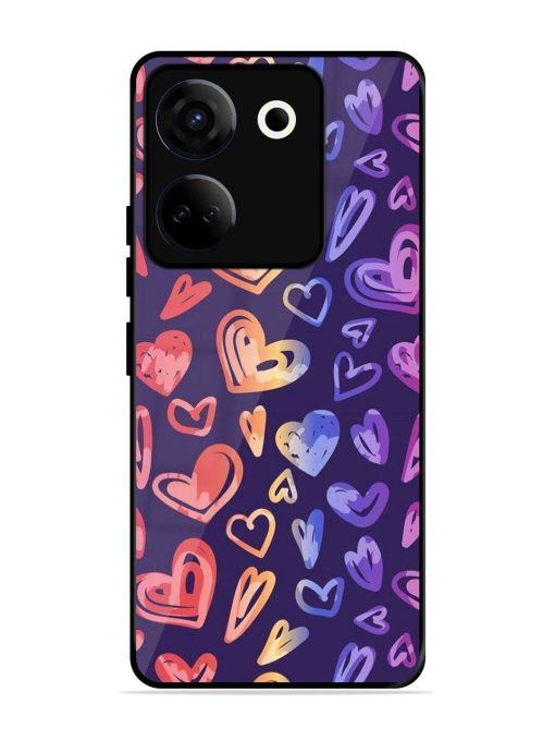 Rainbow Hearts Glossy Soft Edge Case for Tecno Camon 20 Chachhi