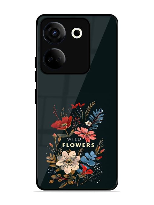 Dark Floral Glossy Soft Edge Case for Tecno Camon 20