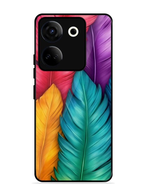 Rainbow Feathers Glossy Soft Edge Case for Tecno Camon 20 Chachhi