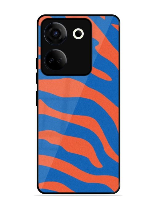 Zebra Stripes In Blue And Orange Glossy Soft Edge Case for Tecno Camon 20 Chachhi