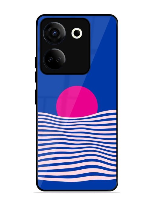 Pink Sunset Over Blue Waves Glossy Soft Edge Case for Tecno Camon 20 Chachhi