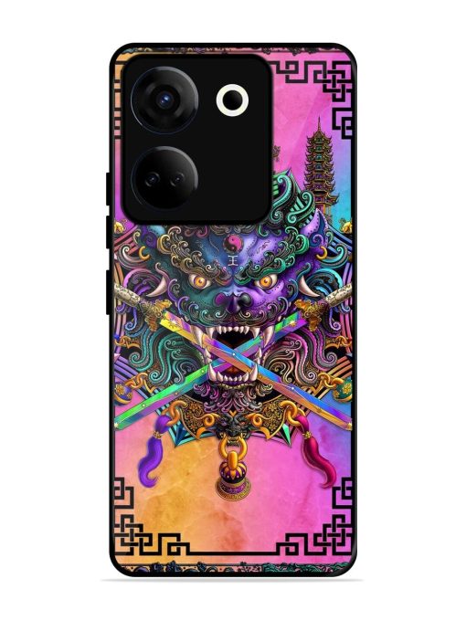 Psychedelic Fu Dog Tapestry Glossy Soft Edge Case for Tecno Camon 20 Chachhi