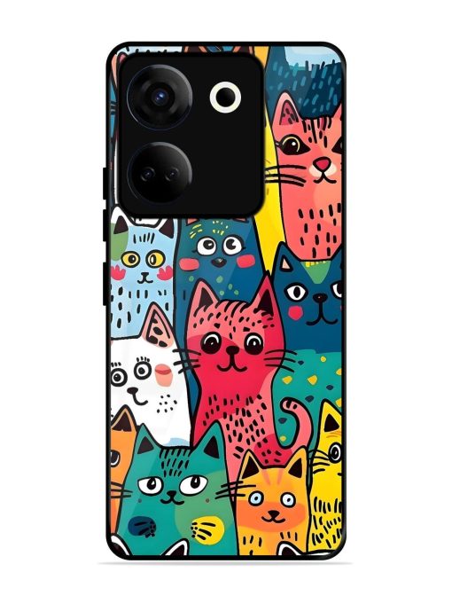 Feline Frenzy Glossy Soft Edge Case for Tecno Camon 20