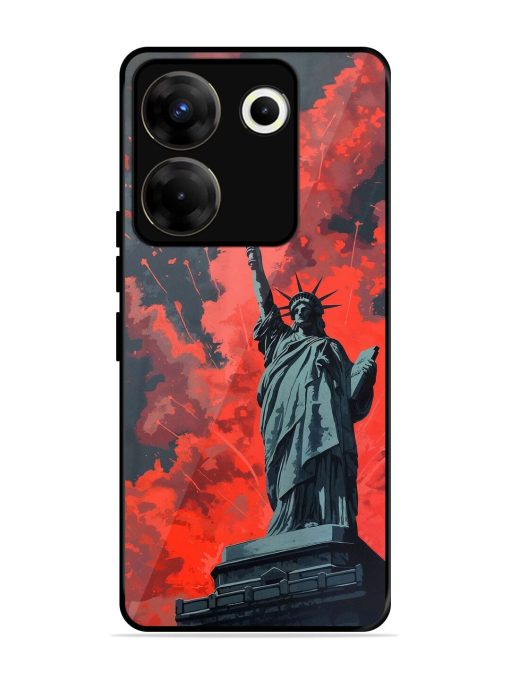 Lady Liberty'S Firework Finale Glossy Soft Edge Case for Tecno Camon 20 Pro (5G) Chachhi