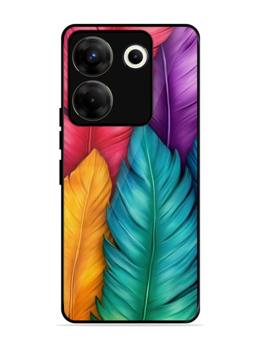 Rainbow Feathers Glossy Soft Edge Case for Tecno Camon 20 Pro (5G) Chachhi