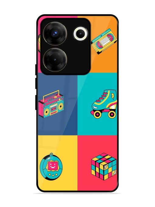 90S Throwback Grid Glossy Soft Edge Case for Tecno Camon 20 Pro (5G) Chachhi