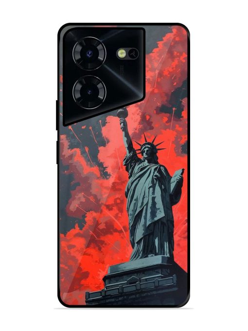 Lady Liberty'S Firework Finale Glossy Soft Edge Case for Tecno Pova 5 Pro (5G) Chachhi