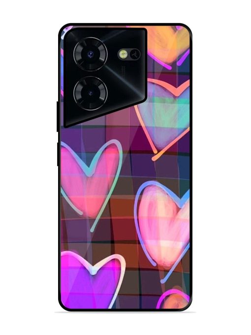 Neon Hearts Glossy Soft Edge Case for Tecno Pova 5 Pro (5G) Chachhi