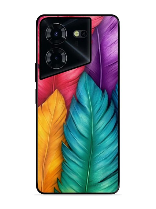 Rainbow Feathers Glossy Soft Edge Case for Tecno Pova 5 Pro (5G) Chachhi