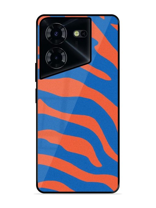 Zebra Stripes In Blue And Orange Glossy Soft Edge Case for Tecno Pova 5 Pro (5G) Chachhi