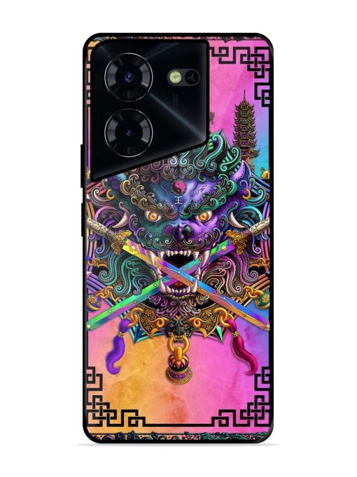 Psychedelic Fu Dog Tapestry Glossy Soft Edge Case for Tecno Pova 5 Pro (5G) Chachhi