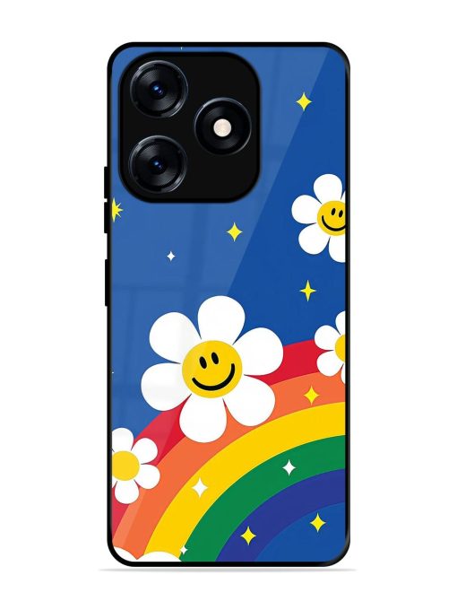 Happy Daisies And Rainbow Sky Glossy Soft Edge Case for Tecno Spark 10 (4G) Chachhi