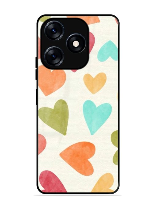 Watercolor Hearts Glossy Soft Edge Case for Tecno Spark 10 (4G) Chachhi