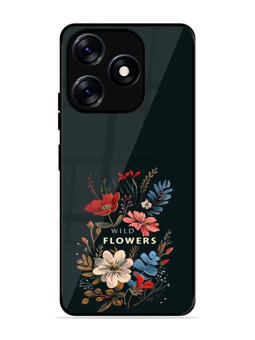 Dark Floral Glossy Soft Edge Case for Tecno Spark 10 (4G)