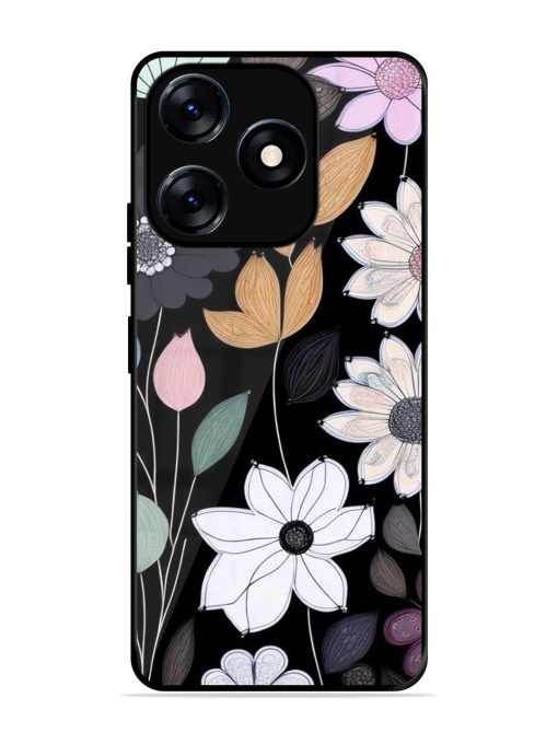 Whimsical Blooms On Black Glossy Soft Edge Case for Tecno Spark 10 (4G) Chachhi