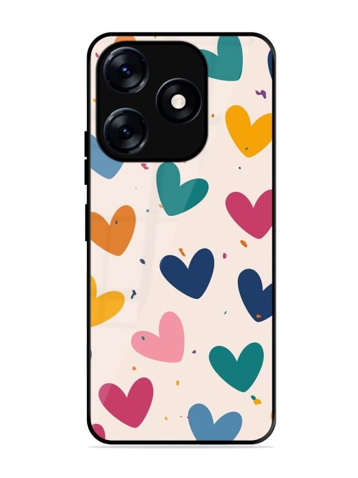 Rainbow Hearts Glossy Soft Edge Case for Tecno Spark 10 (5G)