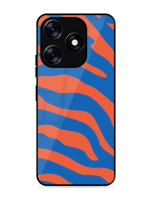 Zebra Stripes In Blue And Orange Glossy Soft Edge Case for Tecno Spark 10 (5G)