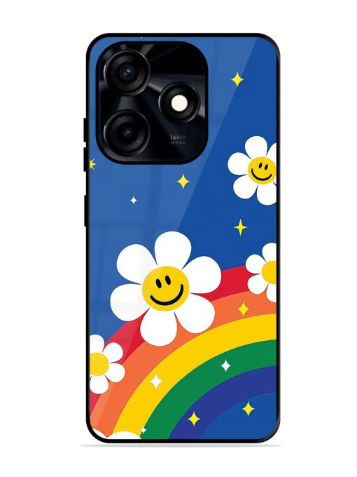 Happy Daisies And Rainbow Sky Glossy Soft Edge Case for Tecno Spark 10C Chachhi