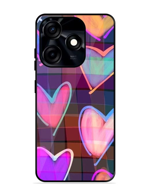 Neon Hearts Glossy Soft Edge Case for Tecno Spark 10C Chachhi