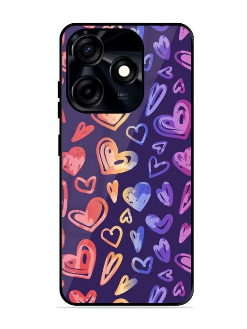 Rainbow Hearts Glossy Soft Edge Case for Tecno Spark 10C Chachhi