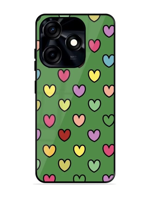 Rainbow Heart Parade Glossy Soft Edge Case for Tecno Spark 10C Chachhi