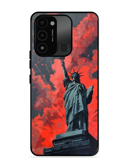 Lady Liberty'S Firework Finale Glossy Soft Edge Case for Tecno Spark 8C Chachhi