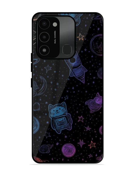 Cosmic Cat Chaos Glossy Soft Edge Case for Tecno Spark 8C Chachhi