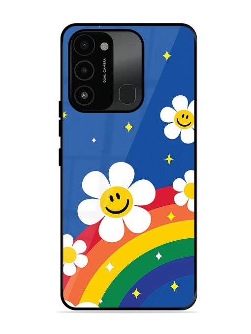 Happy Daisies And Rainbow Sky Glossy Soft Edge Case for Tecno Spark 8C Chachhi