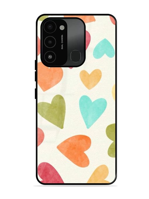 Watercolor Hearts Glossy Soft Edge Case for Tecno Spark 8C Chachhi