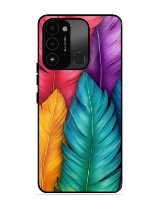 Rainbow Feathers Glossy Soft Edge Case for Tecno Spark 8C Chachhi