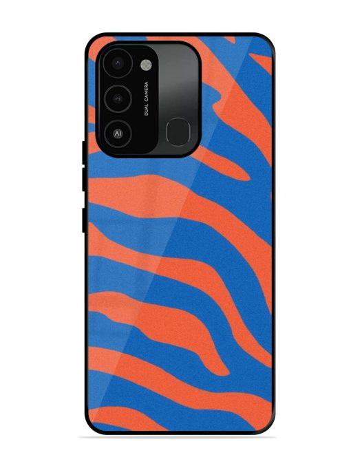 Zebra Stripes In Blue And Orange Glossy Soft Edge Case for Tecno Spark 8C Chachhi