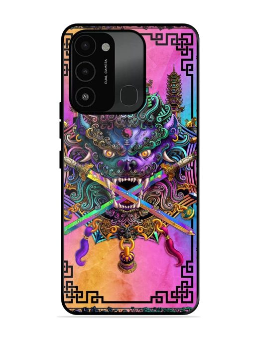 Psychedelic Fu Dog Tapestry Glossy Soft Edge Case for Tecno Spark 8C Chachhi