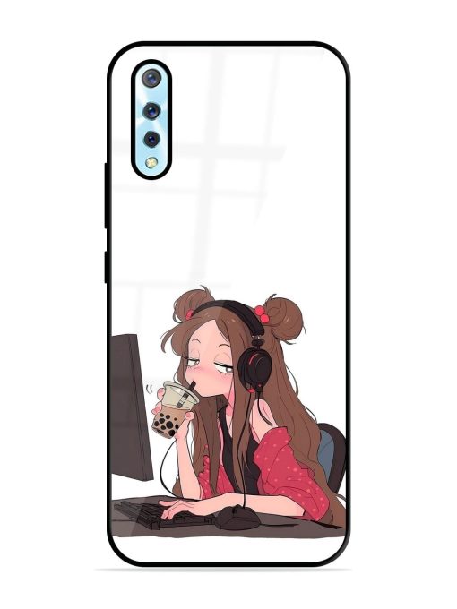 Girl Playing On Pc Glossy Soft Edge Case for Vivo S1 Chachhi