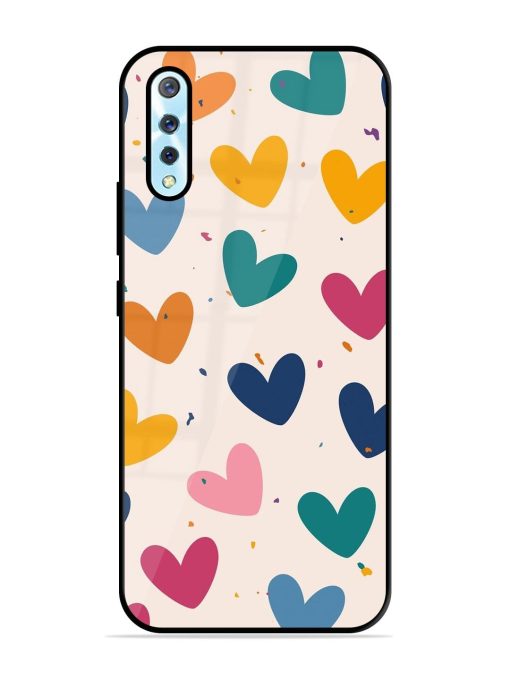 Rainbow Hearts Glossy Soft Edge Case for Vivo S1 Chachhi