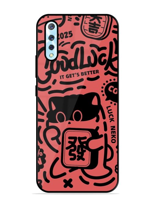 Lucky Cat Doodle Glossy Soft Edge Case for Vivo S1 Chachhi