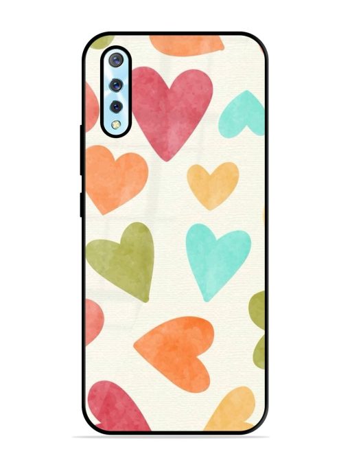 Watercolor Hearts Glossy Soft Edge Case for Vivo S1 Chachhi