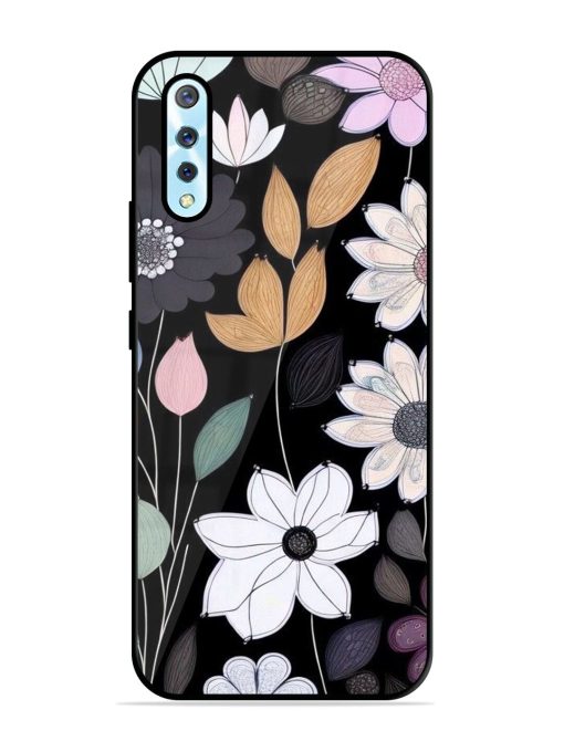 Whimsical Blooms On Black Glossy Soft Edge Case for Vivo S1 Chachhi