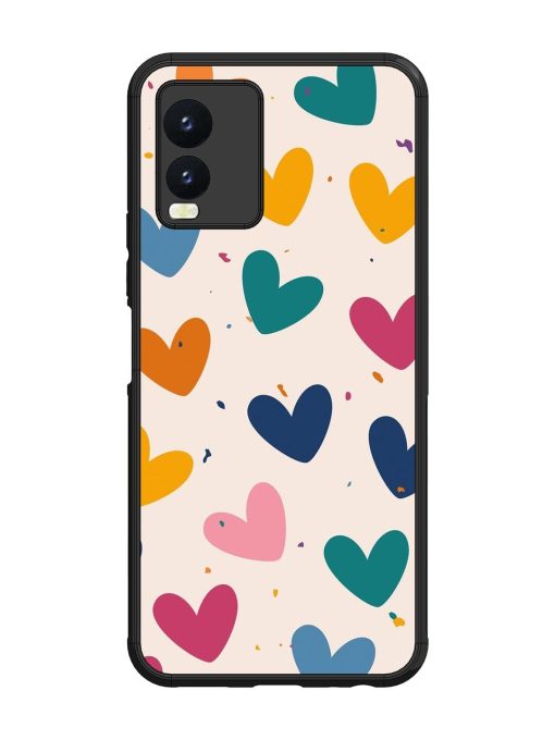 Rainbow Hearts Glossy Soft Edge Case for Vivo T1X Chachhi