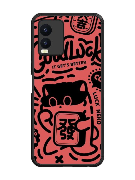 Lucky Cat Doodle Glossy Soft Edge Case for Vivo T1X Chachhi