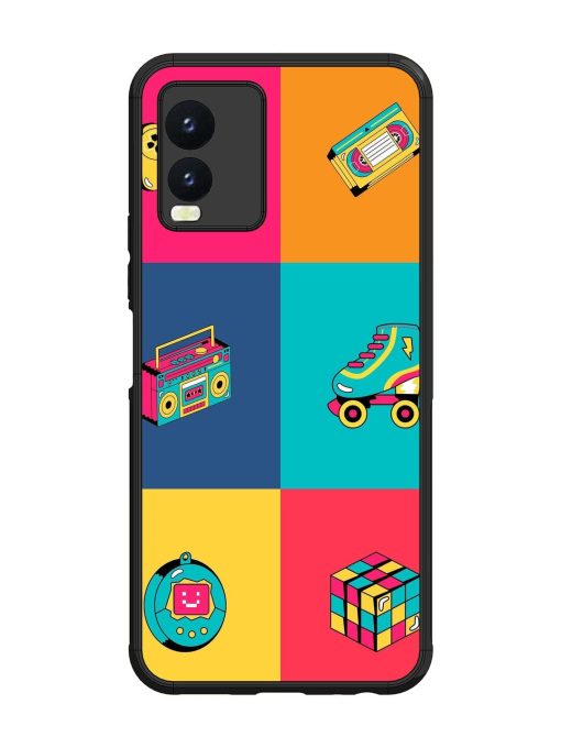 90S Throwback Grid Glossy Soft Edge Case for Vivo T1X Chachhi