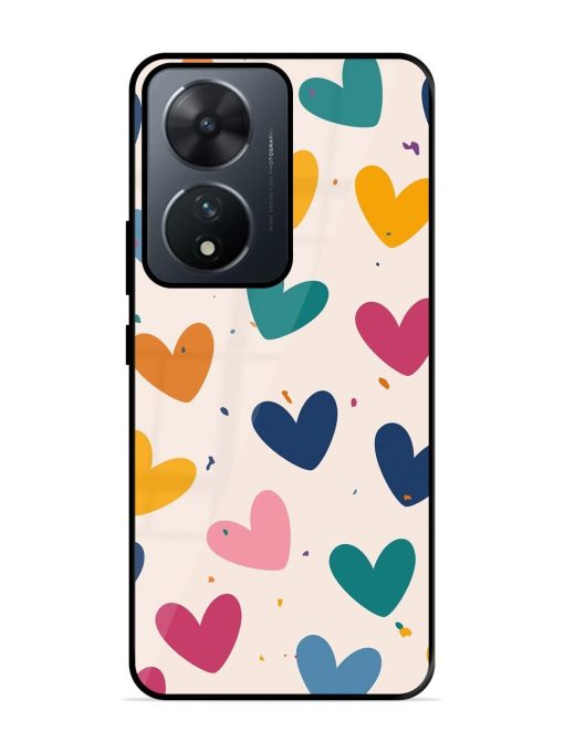 Rainbow Hearts Glossy Soft Edge Case for Vivo T2 (5G) Chachhi